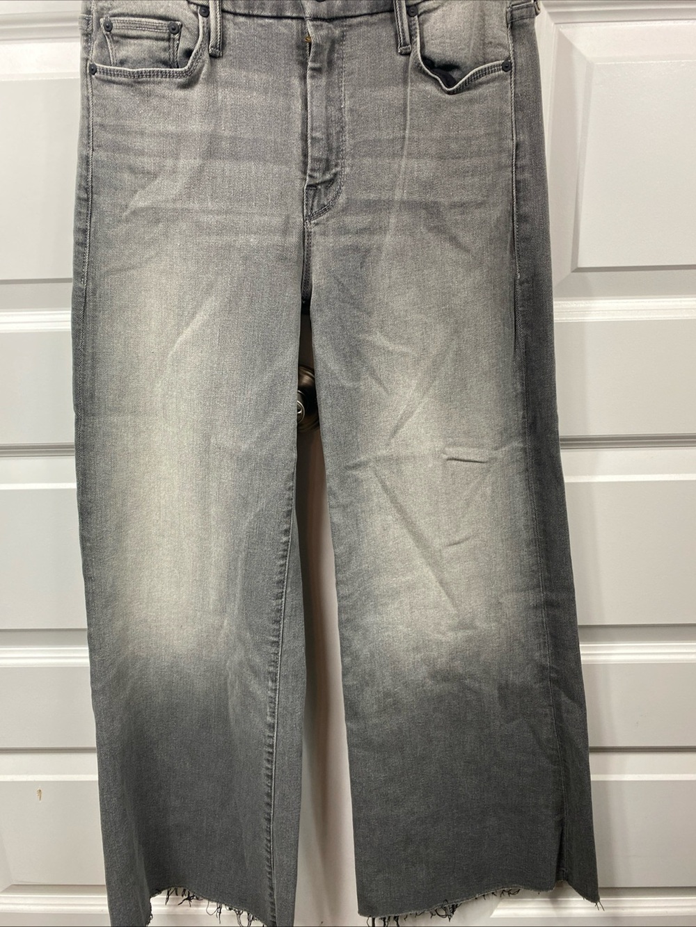 Mother The Roller Ankle Fray Jeans Grey Flared Wide Leg 25x27.5 Style 1845-496